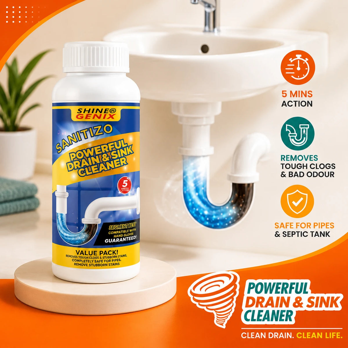 OZO™ Powerful Sink & Drain Cleaner( Each 100g Mega Pack) - Buy 1 Get 3 Free