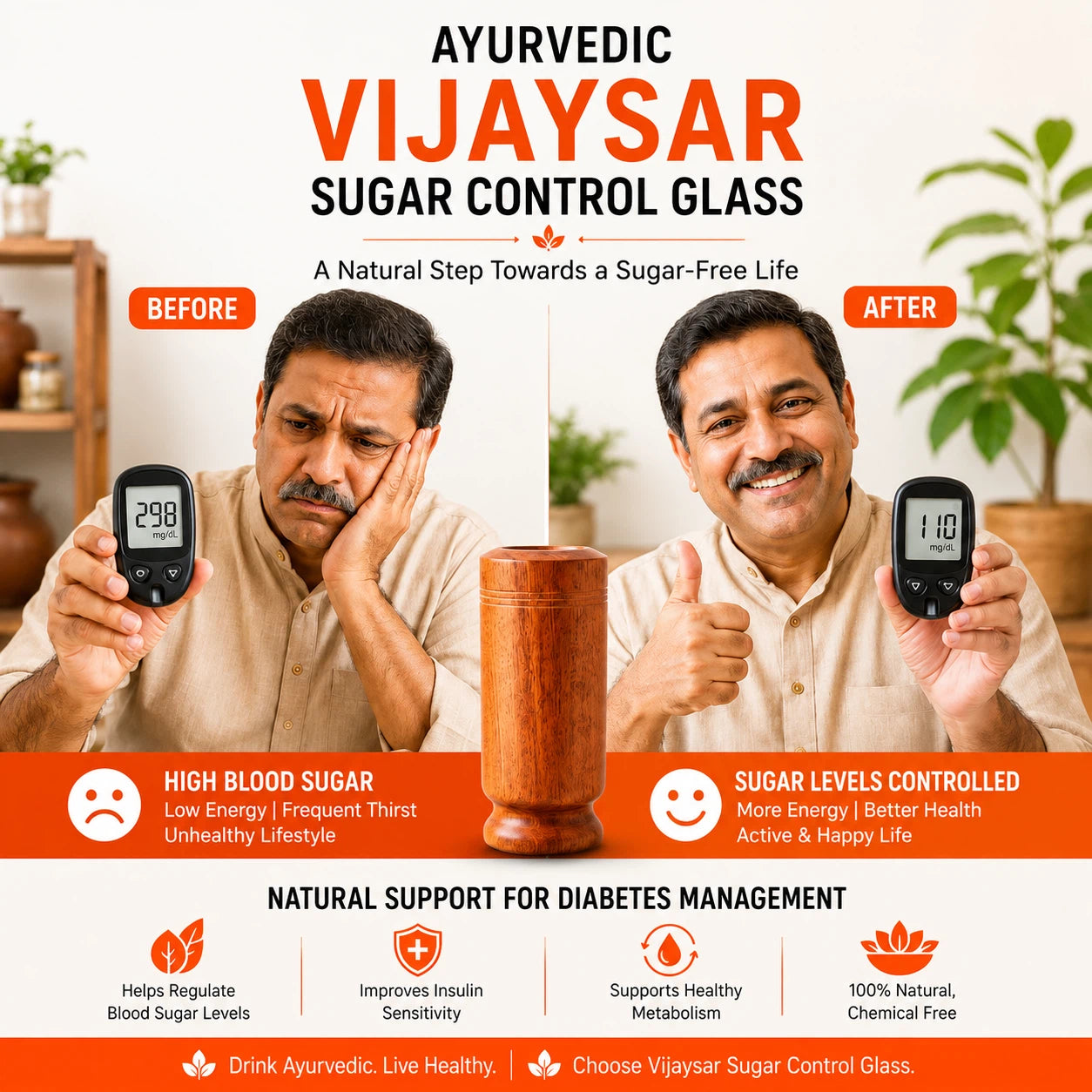OZO™ Pure Ayurvedic Vijaysar Glass